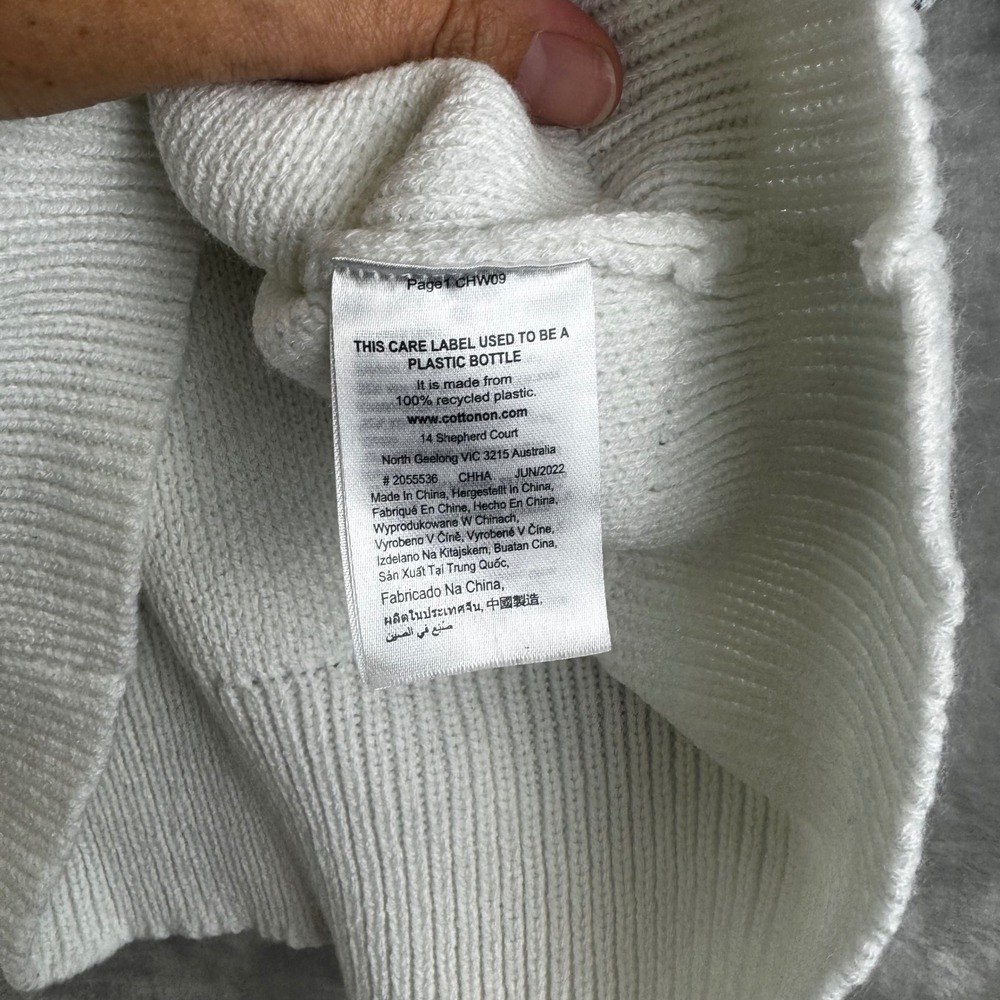 Cotton On Sweater Women Medium White Black Fair Isle Quarter Zip Pullover (1757) - Picture 4 of 8